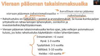 Tunnusluvut - vieraan pääoman takaisinmaksuaika