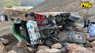 Over Loaded Truck With Rocks Fell Into The Ditch And Was Completely Destroyed.