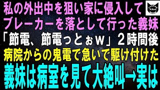 【スカッとする話】私の外出中を狙って家に侵入し、ブレーカーを切った義妹「節電してあげよっとｗ」２時間後、病院からの鬼電を受けた義妹が病室へダッシュ→ベッドで眠る人を見て大絶叫→