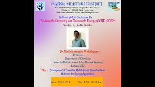 Prof. Venkataraman Mahalingam (IISER - Kolkata) Invited Talk Presentation @ SCRE-2022