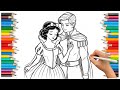 How to draw Snow White with her prince | Snow white and Prince Florian | how to draw cute Snow White