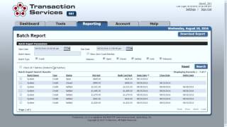 Payment Processing Client Dashboard: Downloading Batch Reports