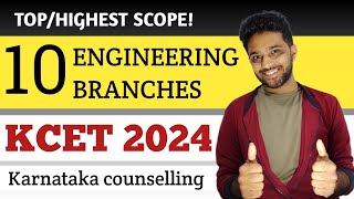 My list of top 10 Engineering branches through KCET 2024 | KCET Counselling 2024