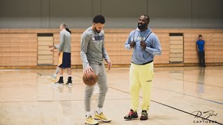 Steph Curry Hanging Out With Baron Davis At Warriors Practice. HoopJab NBA
