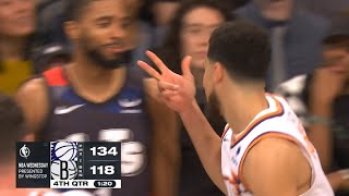 Devin Booker taunts Mikal Bridges with his celebration in his face after dagger 3 😂