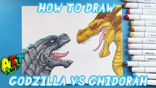 How to Draw GODZILLA VS GHIDORAH FACE OFF