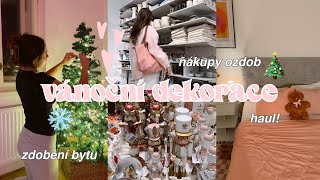 VÁNOČNÍ VÝZDOBA BYTU! 🎄 | nákupy dekorací, haul \u0026 zdobení stromečku 🎀❄️☃️ | VLOGMAS #1