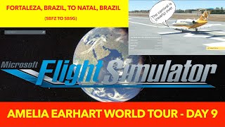 Amelia Earhart 1937 World Tour, Day 9.  Fortaleza, Brazil to Natal, Brazil.