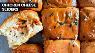 Creamy Chicken Cheese Sliders | Pulled Chicken Cheese Sliders with Brioche Buns
