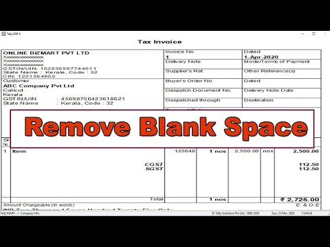 How to Remove Blank Space in Default Tally Invoice Through Customization How to Remove Blank Space in Default Tally Invoice Through Customization