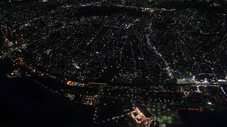 飛行機から見た神戸の夜景 \u0026 明石海峡大橋 2018/03/28