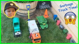 Toy Garbage Truck Video: Toy Garbage Can Dump!