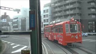 【前面展望動画】伊予鉄道　市内電車5系統（JR松山駅前線）道後温泉→JR松山駅前