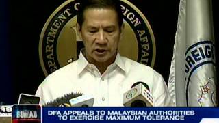 DFA appeals to Malaysian authorities to exercise maximum tolerance