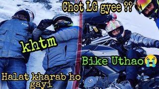 barf ma bike ka huva Accident 😢 Toughest snow ride 😢Bike tut gayi@the.umar. @IdreesMir