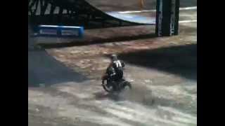 MaV reflex ripping a 2 stroke of fmx quarter pipe