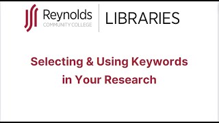 Selecting & Using Keywords in Your Research