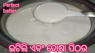 || ଇଟିଲି ଏବଂ ଦୋଷା ପାଇଁ ପିଠଉ ||Perfect batter for Idli \u0026 Dosa ||