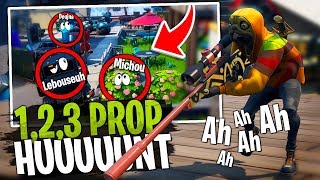 Je pleure de rire sur ce 1,2,3 soleil Prop Hunt avec la Team Croûton sur Fortnite Créatif !