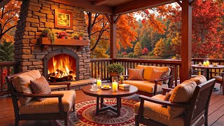 Soothing Jazz Instrumental in Cozy Reading Nook 🍁Relaxing Fireplace Sounds for Stress Relief