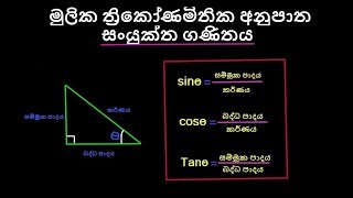 Basic Trigonometric Ratios(ත්‍රිකෝණමිතික අනුපාත)Trigonometric ත්‍රිකෝණමිතිය-Combined Maths Part 3