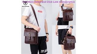 Best BULLCAPTAIN Retro Business Messenger Bag Genuine Leather Men's Shoulder Bag Fashion Crossbody