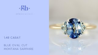 1.48 Carat Mirella Blue Oval Cut Montana Sapphire Ring