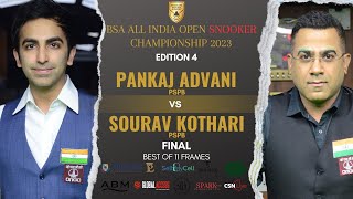 FINAL - PANKAJ ADVANI (PSPB) vs SOURAV KOTHARI (PSPB) - BSA ALL INDIA OPEN SNOOKER CHAMPIONSHIP 2023