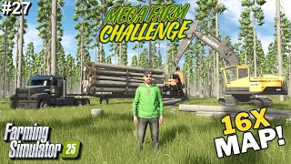 NEW 16X MAP! CLEARING TREES TO BUILD A 2000 COW FARM! | Farming Simulator 25 | FS25 Timelapse #27