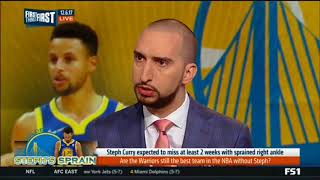Cris Carter and Nick Wright reacts to Stephen Curry expected to miss at least 2