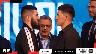 ICE COLD STARE-DOWN! - ARTUR BETERBIEV & DMITRY BIVOL UNDISPUTED | FIRST FACE OFF