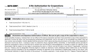IRS Form 8879-CORP (E-File Authorization for Corporations)