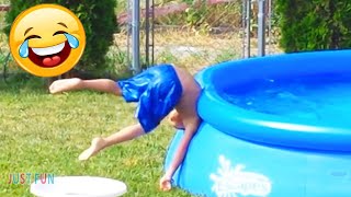 Try Not To Laugh : Funny Moments Baby Playing with Water Pools 😂 Funny Videos