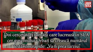 2 cercetători români care lucrează în SUA cer guvernului Orban să crească numărul testărilor rapide