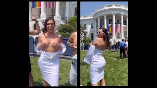 CAUGHT ON CAMERA: Trans model goes topless at White House party