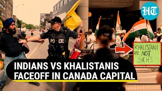 Khalistanis Disrespect Tricolour in Canada; Watch Big Faceoff Between Indians and Separatists