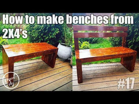 DIY how to make garden benches from 2x4 with back support DIY how to make garden benches from 2x4 with back support