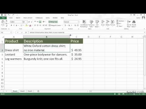Excel tutorial: Wrapping and shrinking cell text | lynda.com Excel tutorial: Wrapping and shrinking cell text | lynda.com