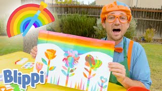 Blippi Creates Spin Art & Paints! | Learns Rainbow Colors For Kids | Educational Videos For Toddlers