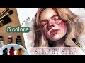 I Painted a Watercolor Portrait Using Only 3 Colors