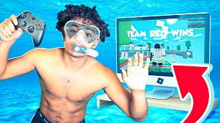 I Won A Game Of Bedwars UNDER WATER.. (Roblox Bedwars)