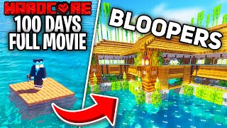 I Survived 100 Days on a RAFT in Minecraft Hardcore BLOOPERS!