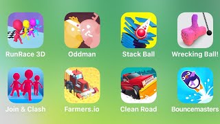 Run Race 3D, Oddman, Stack Ball, Wrecking Ball, Join Clash 3D, Farmers.io, Clean Road, Bouncemasters