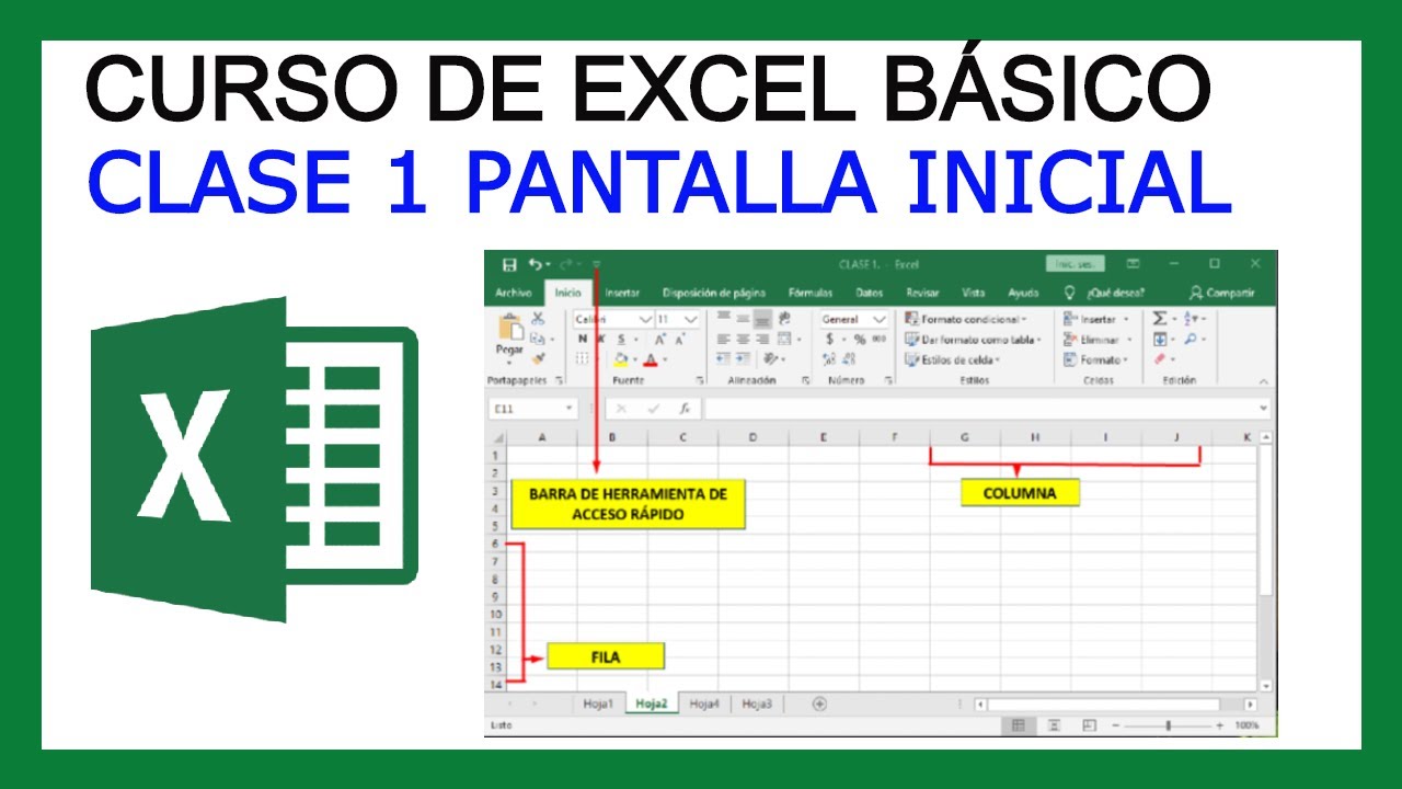 CURSO DE EXCEL BÁSICO 2020 CLASE 1 PANTALLA INICIAL - YouTube