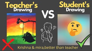 How to draw krishna & mira? | Daily teacher vs student drawing #29