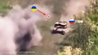 Horrifying Moments! How Russia's T-90M Tank Blows Apart by Ukrainian Drones