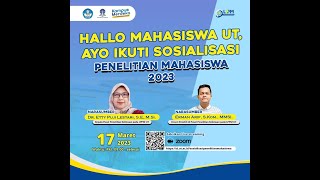 🔴 (LIVE) Sosialisasi Penelitian Mahasiswa 2023