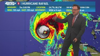 Thursday 5PM First Weather: Latest on Hurricane Rafael's intensity, direction