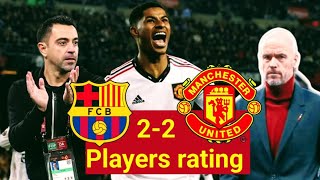 Barcelona vs Manchester United 2-2| Players rating| Europa League | Rashford goal|Ratings man utd
