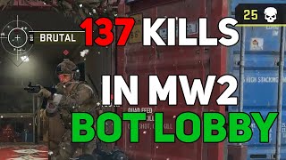 137 kills in Bot Lobby - Modern Warfare MW2 Gameplay in Shipment lobbies from M4 boost 0 to 10 level
